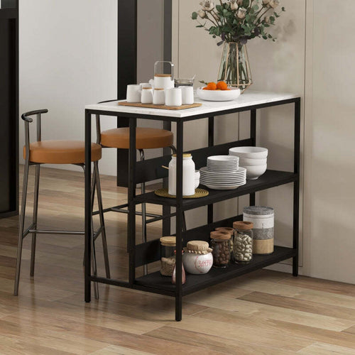 tavolo-bar-angolo-cucina-con-Mensole,-Isola-Piano-Effetto-Marmo-e-Struttura-in-Metallo,-100x50x90cm,-scaffale-Nero-e-Bianco-multiuso-ufficio-studio-bagno-F801-338V80BKA