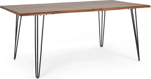 Tavolo Barrow rettangolare, con Gambe in acciaio, piano in legno di acacia da 180 x 90 cm Casa e cucina/Arredamento/Sala da pranzo/Tavoli da sala da pranzo Decor Space - Altamura, Commerciovirtuoso.it
