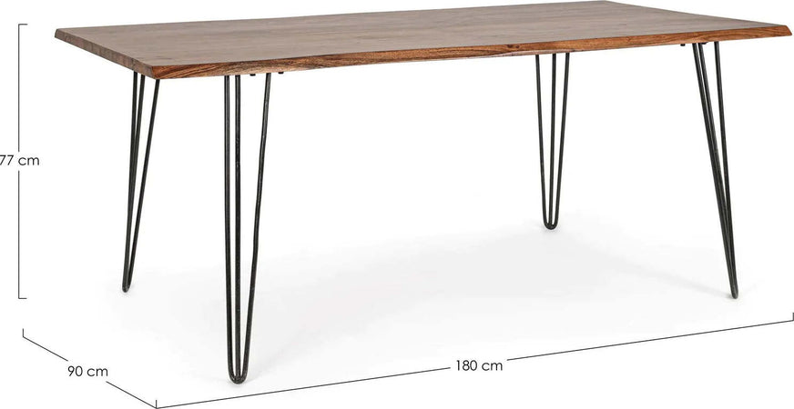 Tavolo Barrow rettangolare, con Gambe in acciaio, piano in legno di acacia da 180 x 90 cm Casa e cucina/Arredamento/Sala da pranzo/Tavoli da sala da pranzo Decor Space - Altamura, Commerciovirtuoso.it