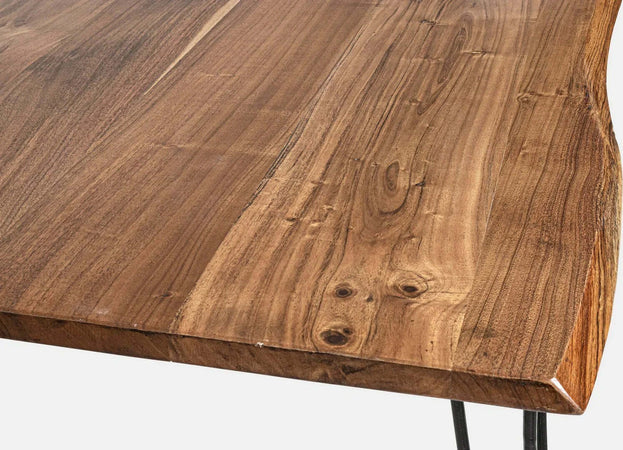 Tavolo Barrow rettangolare, con Gambe in acciaio, piano in legno di acacia da 180 x 90 cm Casa e cucina/Arredamento/Sala da pranzo/Tavoli da sala da pranzo Decor Space - Altamura, Commerciovirtuoso.it