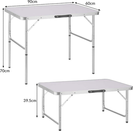 Tavolo-Campeggio-Picnic-Alluminio-90x60x70-Pieghevole-Valigetta-Piano-Formica