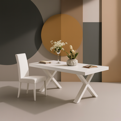 Tavolo Fomalhaut con gambe e piano stabile in MDF, design moderno, per arredo interno