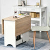 Tavolo-Consolle-a-Ribalta-con-Vano-Mensola,-Tavolino-da-Salotto-e-Cucina-Pieghevole-Salvaspazio,-Color-Legno-e-Bianco,-118x80x72cm-YT6835-339YT6