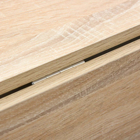 Tavolo-Consolle-a-Ribalta-con-Vano-Mensola,-Tavolino-da-Salotto-e-Cucina-Pieghevole-Salvaspazio,-Color-Legno-e-Bianco,-118x80x72cm-YT6835-339YT6