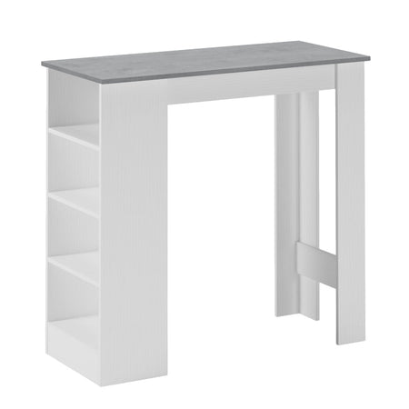 Tavolo consolle alta Kivo con 3 ripiani laterali colore bianco e cemento