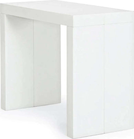 Tavolo consolle Daniel bianco con supporto centrale in acciaio, sistema telescopico di allungamento Casa e cucina/Arredamento/Sala da pranzo/Tavoli da sala da pranzo Decor Space - Altamura, Commerciovirtuoso.it