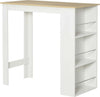 Tavolo-da-Bar-con-3-Mensole-e-Barre-Protettive,-in-Acciaio-e-Truciolato,-112x57x106-cm,-Bianco-BG7835-390WTBG7
