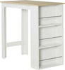 Tavolo-da-Bar-con-3-Mensole-e-Barre-Protettive,-in-Acciaio-e-Truciolato,-112x57x106-cm,-Bianco-BG7835-390WTBG7