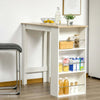 Tavolo-da-Bar-con-3-Mensole-e-Barre-Protettive,-in-Acciaio-e-Truciolato,-112x57x106-cm,-Bianco-BG7835-390WTBG7