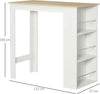 Tavolo-da-Bar-con-3-Mensole-e-Barre-Protettive,-in-Acciaio-e-Truciolato,-112x57x106-cm,-Bianco-BG7835-390WTBG7