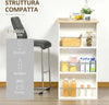 Tavolo-da-Bar-con-3-Mensole-e-Barre-Protettive,-in-Acciaio-e-Truciolato,-112x57x106-cm,-Bianco-BG7835-390WTBG7