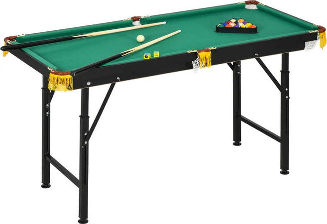 Tavolo-da-Biliardo-ad-Altezza-Regolabile-con-Accessori,-in-MDF-e-Acciaio,-140x60x55-75-cm,-Verde-TY6A70-082V00GNTY6
