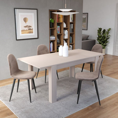 Tavolo "Gliese" con gambe e piano in MDF, design moderno, per arredo interno 137/185 x 90 h 76 cm