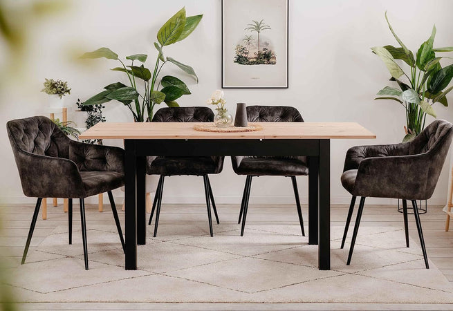 tavolo-da-pranzo-cucina-allungabile-in-legno-moderno-soggiorno-6-posti-nero-e-marrone-chiaro-YHT2253,131,1D43