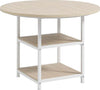 Tavolo-da-Pranzo-per-4-6-Persone-con-2-Ripiani-Integrati,-in-Acciaio-e-MDF,-Ø100x76-cm,-Bianco-e-Rovere-QS683A-050V80AKQS6
