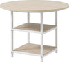 Tavolo-da-Pranzo-per-4-6-Persone-con-2-Ripiani-Integrati,-in-Acciaio-e-MDF,-Ø100x76-cm,-Bianco-e-Rovere-QS683A-050V80AKQS6