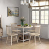 Tavolo-da-Pranzo-per-4-6-Persone-con-2-Ripiani-Integrati,-in-Acciaio-e-MDF,-Ø100x76-cm,-Bianco-e-Rovere-QS683A-050V80AKQS6