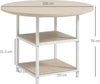 Tavolo-da-Pranzo-per-4-6-Persone-con-2-Ripiani-Integrati,-in-Acciaio-e-MDF,-Ø100x76-cm,-Bianco-e-Rovere-QS683A-050V80AKQS6