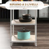 Tavolo-da-Pranzo-per-4-6-Persone-con-2-Ripiani-Integrati,-in-Acciaio-e-MDF,-Ø100x76-cm,-Bianco-e-Rovere-QS683A-050V80AKQS6