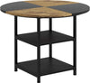 Tavolo-da-Pranzo-per-4-6-Persone-con-2-Ripiani-Integrati,-in-Acciaio-e-MDF,-Ø100x76-cm,-Nero-e-Marrone-QW883A-050V80BKQW8
