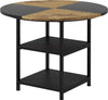 Tavolo-da-Pranzo-per-4-6-Persone-con-2-Ripiani-Integrati,-in-Acciaio-e-MDF,-Ø100x76-cm,-Nero-e-Marrone-QW883A-050V80BKQW8