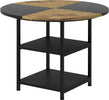 Tavolo-da-Pranzo-per-4-6-Persone-con-2-Ripiani-Integrati,-in-Acciaio-e-MDF,-Ø100x76-cm,-Nero-e-Marrone-QW883A-050V80BKQW8