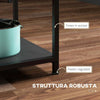 Tavolo-da-Pranzo-per-4-6-Persone-con-2-Ripiani-Integrati,-in-Acciaio-e-MDF,-Ø100x76-cm,-Nero-e-Marrone-QW883A-050V80BKQW8