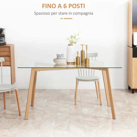 Tavolo-da-Pranzo-Rettangolare-per-6-Persone-max,-in-Acciaio-con-Piano-in-Vetro-Temperato,-150x75x76-cm-LK7835-837V01TPLK7