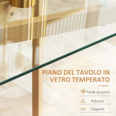 Tavolo-da-Pranzo-Rettangolare-per-6-Persone-max,-in-Acciaio-con-Piano-in-Vetro-Temperato,-150x75x76-cm-LK7835-837V01TPLK7