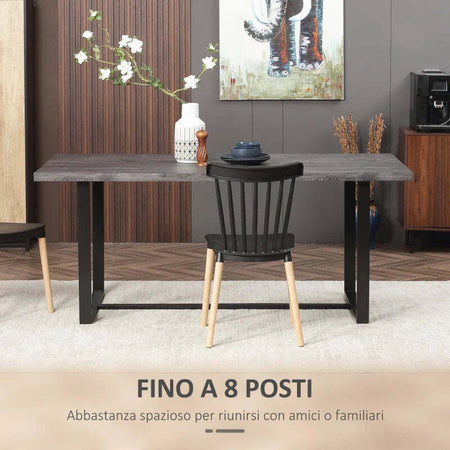 Tavolo-da-Pranzo-Rettangolare-Stile-Industriale-per-8-Persone,-180x90x75cm,-Grigio-e-Nero-WR3835-841V00GYWR3