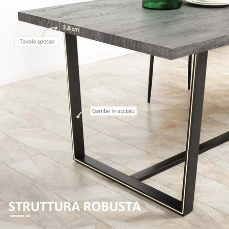 Tavolo-da-Pranzo-Rettangolare-Stile-Industriale-per-8-Persone,-180x90x75cm,-Grigio-e-Nero-WR3835-841V00GYWR3