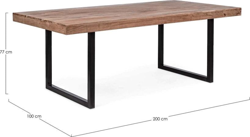 Tavolo Egon rettangolare, con gambe in acciaio, piano in legno di acacia, stile moderno Casa e cucina/Arredamento/Sala da pranzo/Tavoli da sala da pranzo Decor Space - Altamura, Commerciovirtuoso.it