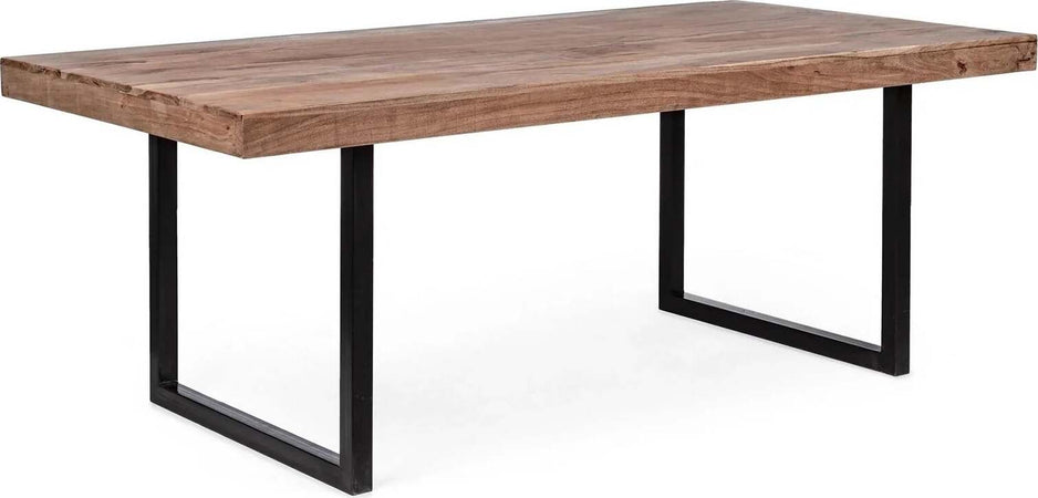 Tavolo Egon rettangolare, con gambe in acciaio, piano in legno di acacia, stile moderno Casa e cucina/Arredamento/Sala da pranzo/Tavoli da sala da pranzo Decor Space - Altamura, Commerciovirtuoso.it