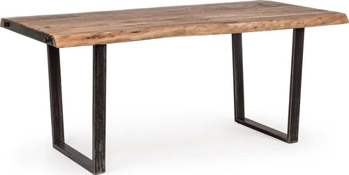Tavolo Elmer rettangolare, con gambe in acciaio, piano in legno di acacia, stile moderno Casa e cucina/Arredamento/Sala da pranzo/Tavoli da sala da pranzo Decor Space - Altamura, Commerciovirtuoso.it
