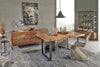 Tavolo Elmer rettangolare, con gambe in acciaio, piano in legno di acacia, stile moderno Casa e cucina/Arredamento/Sala da pranzo/Tavoli da sala da pranzo Decor Space - Altamura, Commerciovirtuoso.it