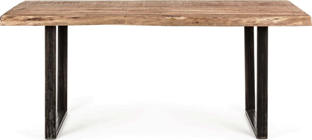 Tavolo Elmer rettangolare, con gambe in acciaio, piano in legno di acacia, stile moderno Casa e cucina/Arredamento/Sala da pranzo/Tavoli da sala da pranzo Decor Space - Altamura, Commerciovirtuoso.it