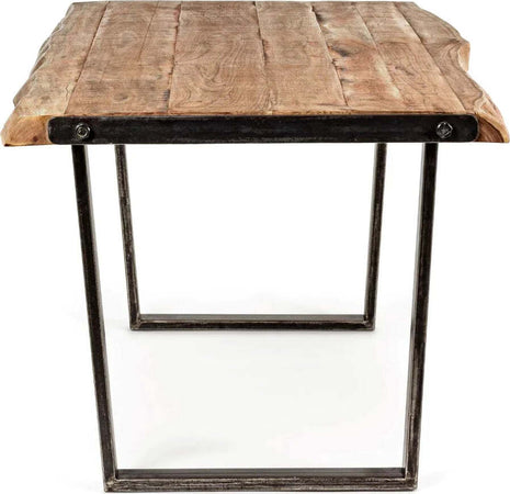 Tavolo Elmer rettangolare, con gambe in acciaio, piano in legno di acacia, stile moderno Casa e cucina/Arredamento/Sala da pranzo/Tavoli da sala da pranzo Decor Space - Altamura, Commerciovirtuoso.it