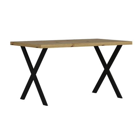 Tavolo fisso Brayn con piano rovere e piedi in ferro nero