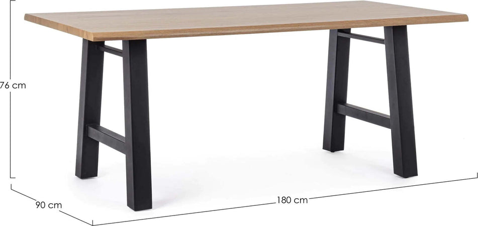 Tavolo Fred con gambe in acciaio verniciato, piano in mdf rivestito in carta melaminica 180 x 90 cm Casa e cucina/Arredamento/Sala da pranzo/Tavoli da sala da pranzo Decor Space - Altamura, Commerciovirtuoso.it