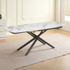 Tavolo girevole automatico allungabile Astrid con piano in ceramica effetto marmo bianco gloss M346 con gambe colore nero