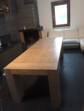 Tavolo In Legno da Interno Artigianale Italiano Design Moderno cm90x90 Allungabile 290cm Rovere Noce Sala da Pranzo Cucina Ufficio Tavolo da interno Falegnameria Gentili - Rieti, Commerciovirtuoso.it
