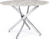 Tavolo John Marble tondo con gambe in acciaio, struttura cromata, piano in legno ricoperto con carta effetto marmo Casa e cucina/Arredamento/Sala da pranzo/Tavoli da sala da pranzo Decor Space - Altamura, Commerciovirtuoso.it