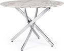 Tavolo John Marble tondo con gambe in acciaio, struttura cromata, piano in legno ricoperto con carta effetto marmo Casa e cucina/Arredamento/Sala da pranzo/Tavoli da sala da pranzo Decor Space - Altamura, Commerciovirtuoso.it