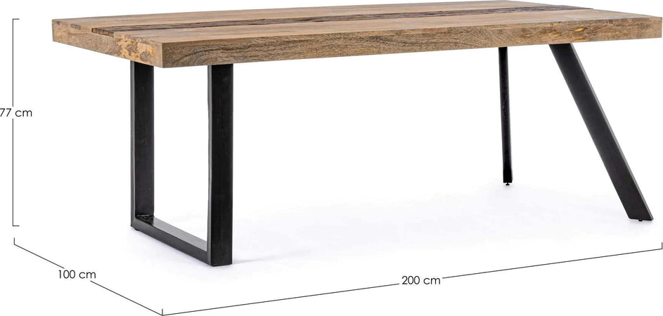Tavolo Manchester rettangolare, con gambe in acciaio, piano in legno di mango, stile moderno Casa e cucina/Arredamento/Sala da pranzo/Tavoli da sala da pranzo Decor Space - Altamura, Commerciovirtuoso.it