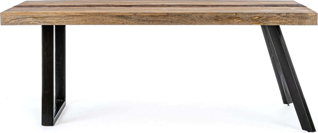 Tavolo Manchester rettangolare, con gambe in acciaio, piano in legno di mango, stile moderno Casa e cucina/Arredamento/Sala da pranzo/Tavoli da sala da pranzo Decor Space - Altamura, Commerciovirtuoso.it
