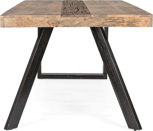 Tavolo Manchester rettangolare, con gambe in acciaio, piano in legno di mango, stile moderno Casa e cucina/Arredamento/Sala da pranzo/Tavoli da sala da pranzo Decor Space - Altamura, Commerciovirtuoso.it
