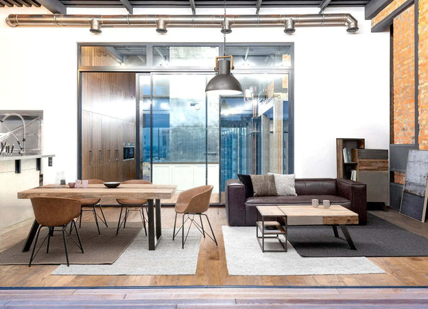 Tavolo Manchester rettangolare, con gambe in acciaio, piano in legno di mango, stile moderno Casa e cucina/Arredamento/Sala da pranzo/Tavoli da sala da pranzo Decor Space - Altamura, Commerciovirtuoso.it