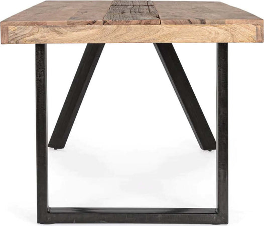 Tavolo Manchester rettangolare, con gambe in acciaio, piano in legno di mango, stile moderno Casa e cucina/Arredamento/Sala da pranzo/Tavoli da sala da pranzo Decor Space - Altamura, Commerciovirtuoso.it