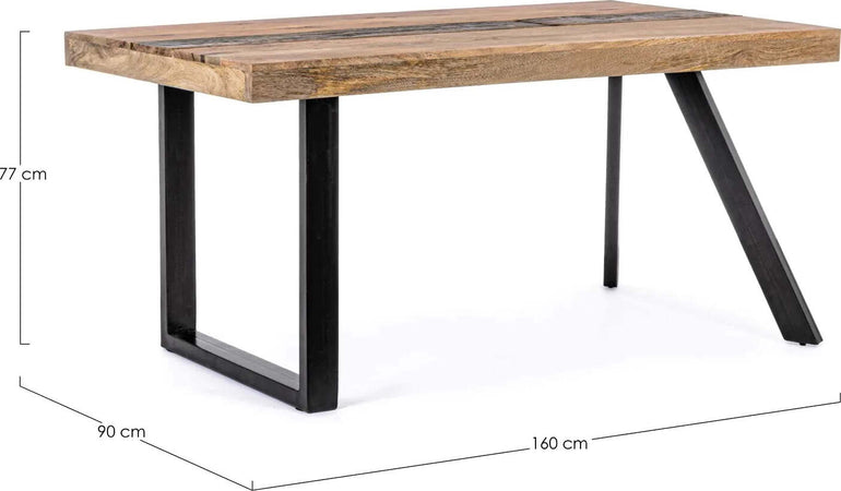 Tavolo Manchester rettangolare, con gambe in acciaio, piano in legno di mango, stile moderno Casa e cucina/Arredamento/Sala da pranzo/Tavoli da sala da pranzo Decor Space - Altamura, Commerciovirtuoso.it