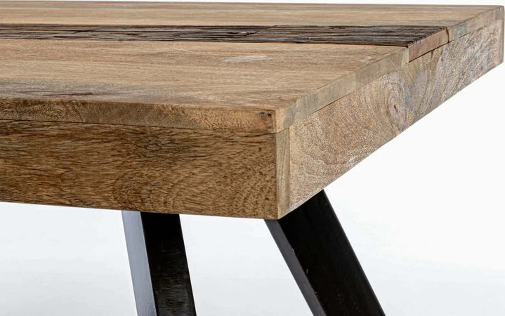 Tavolo Manchester rettangolare, con gambe in acciaio, piano in legno di mango, stile moderno Casa e cucina/Arredamento/Sala da pranzo/Tavoli da sala da pranzo Decor Space - Altamura, Commerciovirtuoso.it